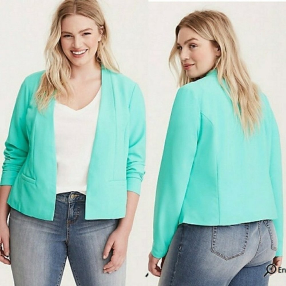 Torrid Turquoise Stretch Crepe Blazer